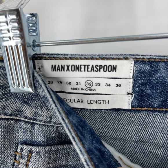 One Teaspoon Mr Whites Denim Jeans Blue Suede Men's 32R NWT Crop - Picture 3 of 8